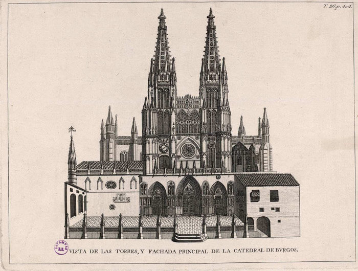 Grabado Padre Flórez. Catedral Burgos